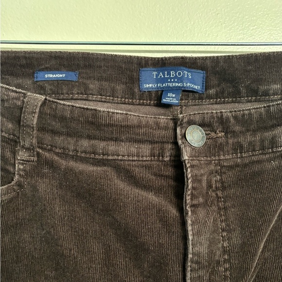 Talbots Women’s Corduroy Simply Flattering Straight Pants Brown Size 18W - Picture 2 of 5